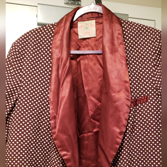 Vintage Jacket SIlk 1940s 1950s mens sz medium polka dot ♥ - Picture 5 of 6
